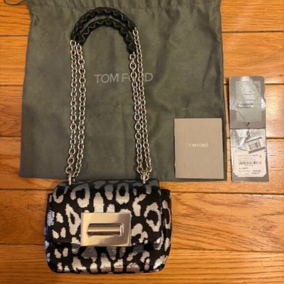 Tom Ford Natalia Black Sequin Handbag, NWT, $3460 - Picture 1 of 16